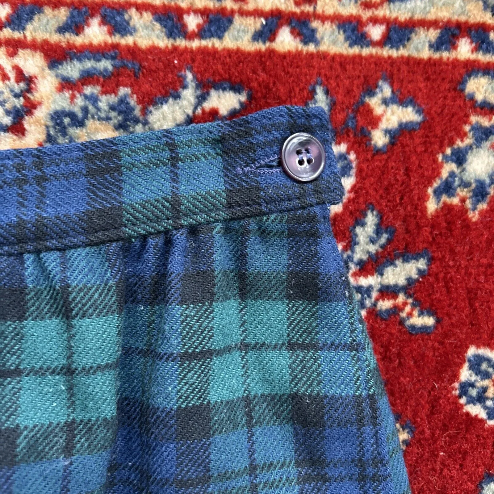 VNTG Pendleton Wool 2-Piece Blazer Suit Skirt Set Green Navy Plaid Petite 10/12 - Image 10