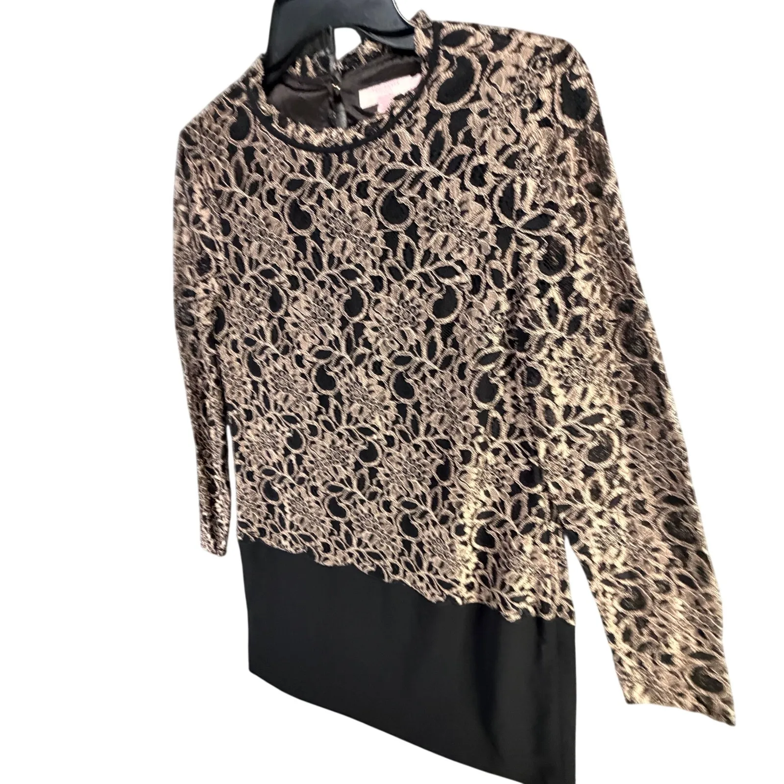 Ted Baker Elke Lace Shift Dress Womens 6 Black Gold Dark Romantic Chic Feminine - Image 4