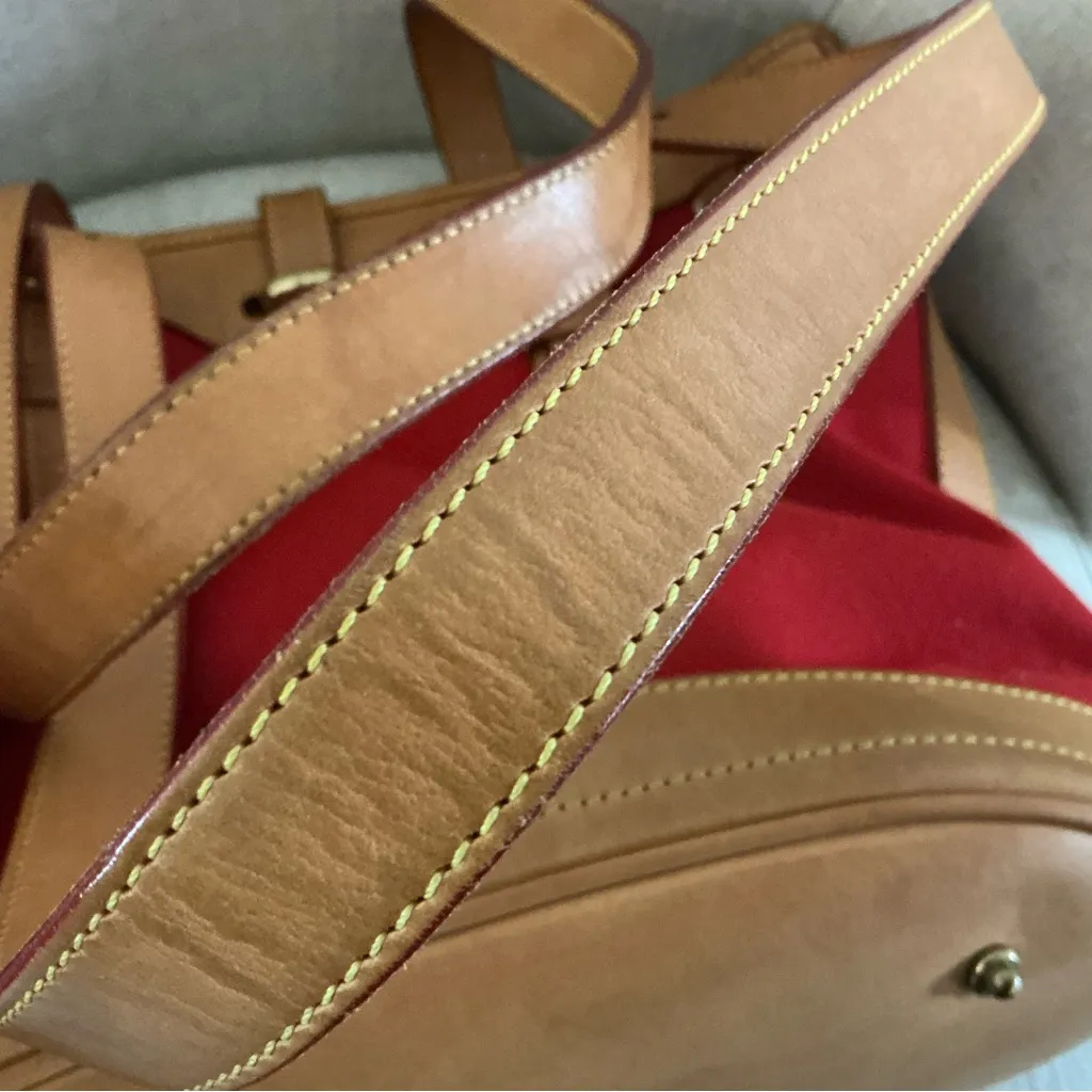 Vintage Dooney & Bourke Caro red canvas leather trim tote shoulder bag Made USA - Image 13