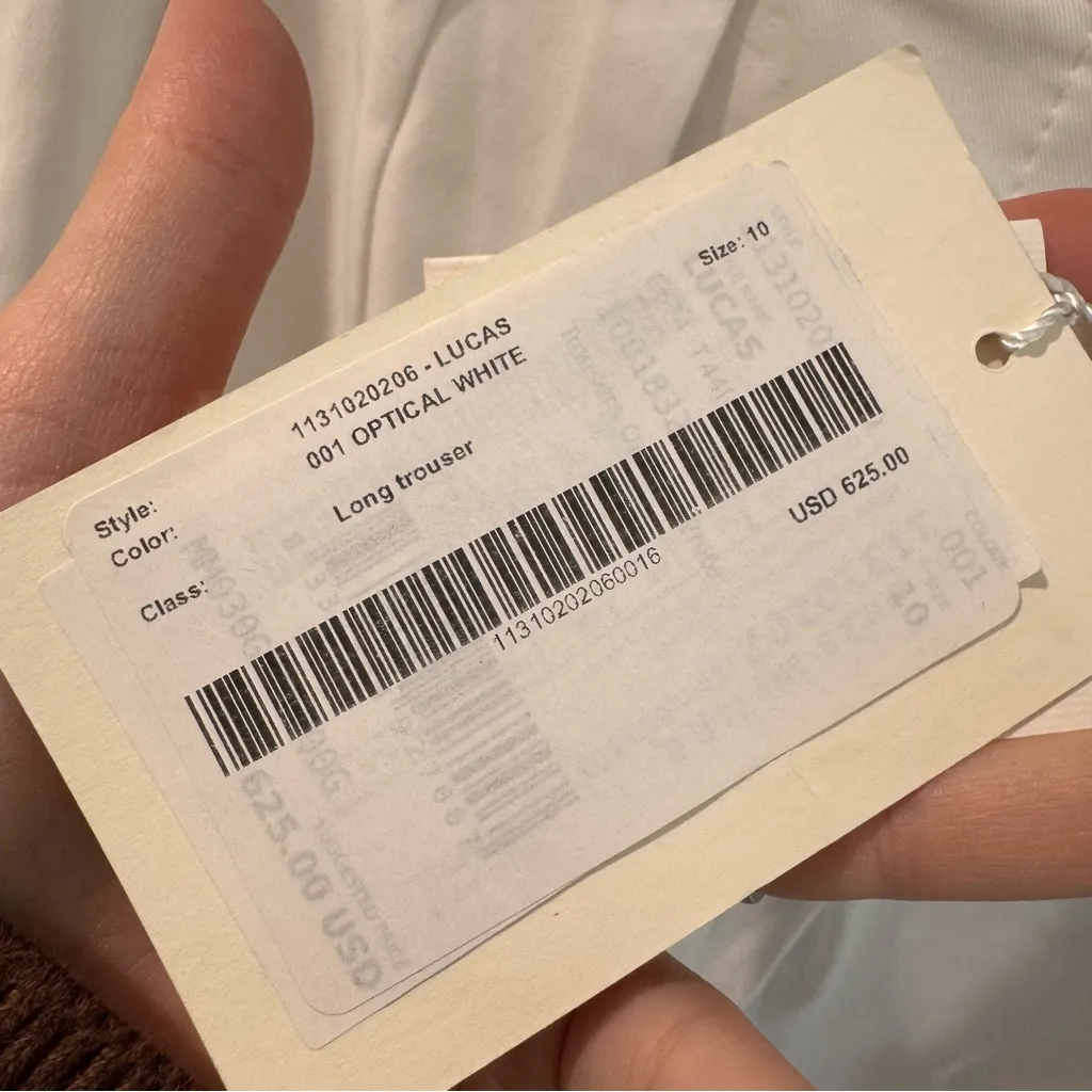 NWT MaxMara Lucas Optical White Long Trouser Size 10 - Image 4