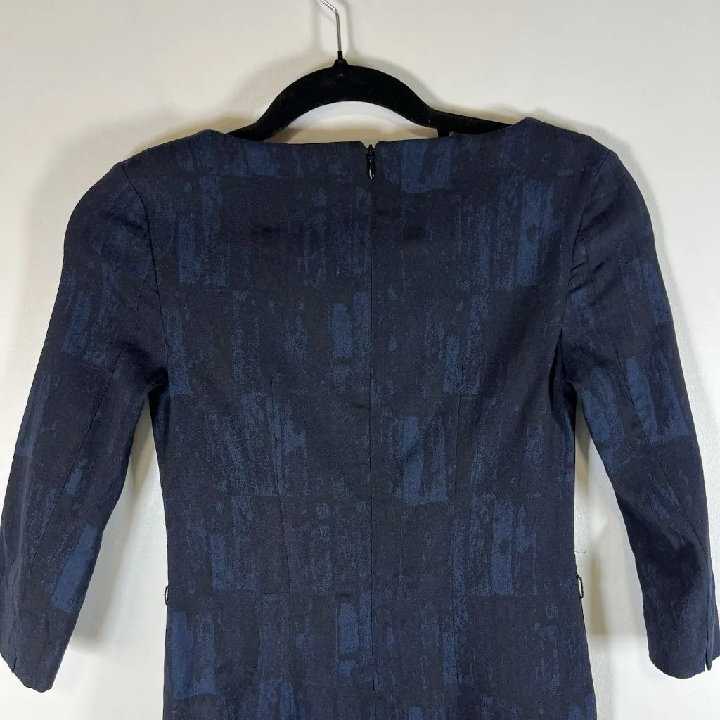 MM Lafleur Women's Navy Blue Cotton Blend Sheath Dress‎ Pockets Size 0 Designer - Image 9