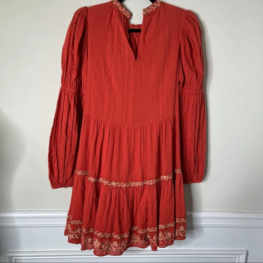 Ulla Johnson sequin floral embroidered crinkle peasant Ceres dress size 0 - Image 8