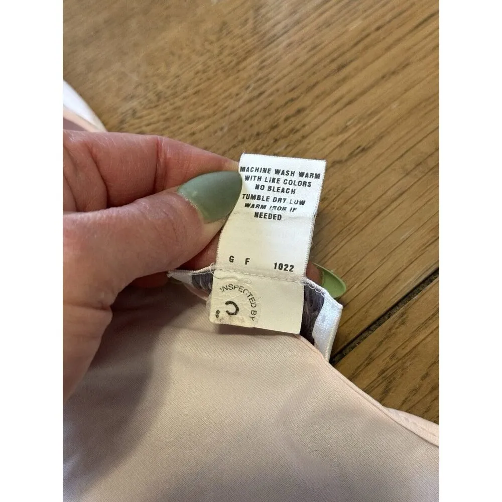 Shadowline Embroidered Rose Night Gown Medium Pink Midi Buttons Soft Cottagecore - Image 7