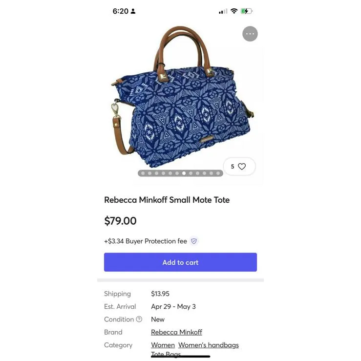 Patterned Handbag with Leather Accents by Rebecca Minkoff - Image 9