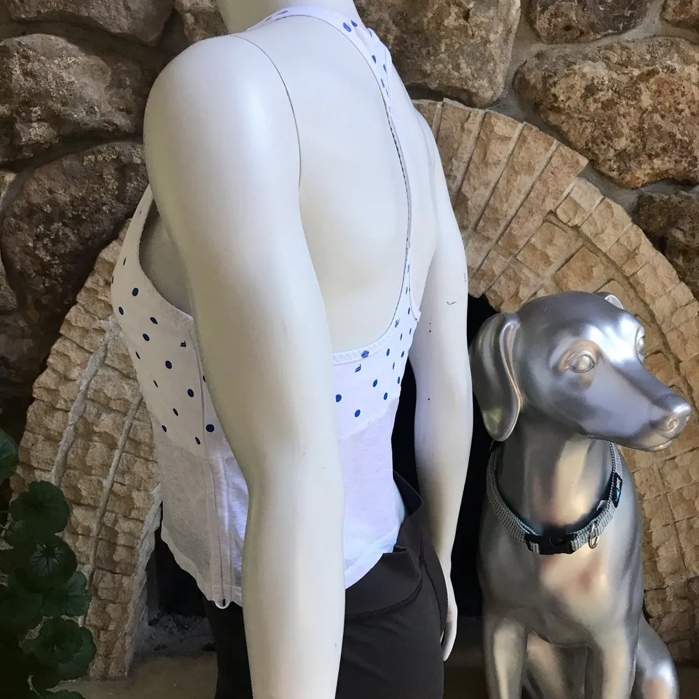 Fabletics Polka Dot Ryan Midi Sports Bra Top Ruched Sides Women's Size Medium - Image 3