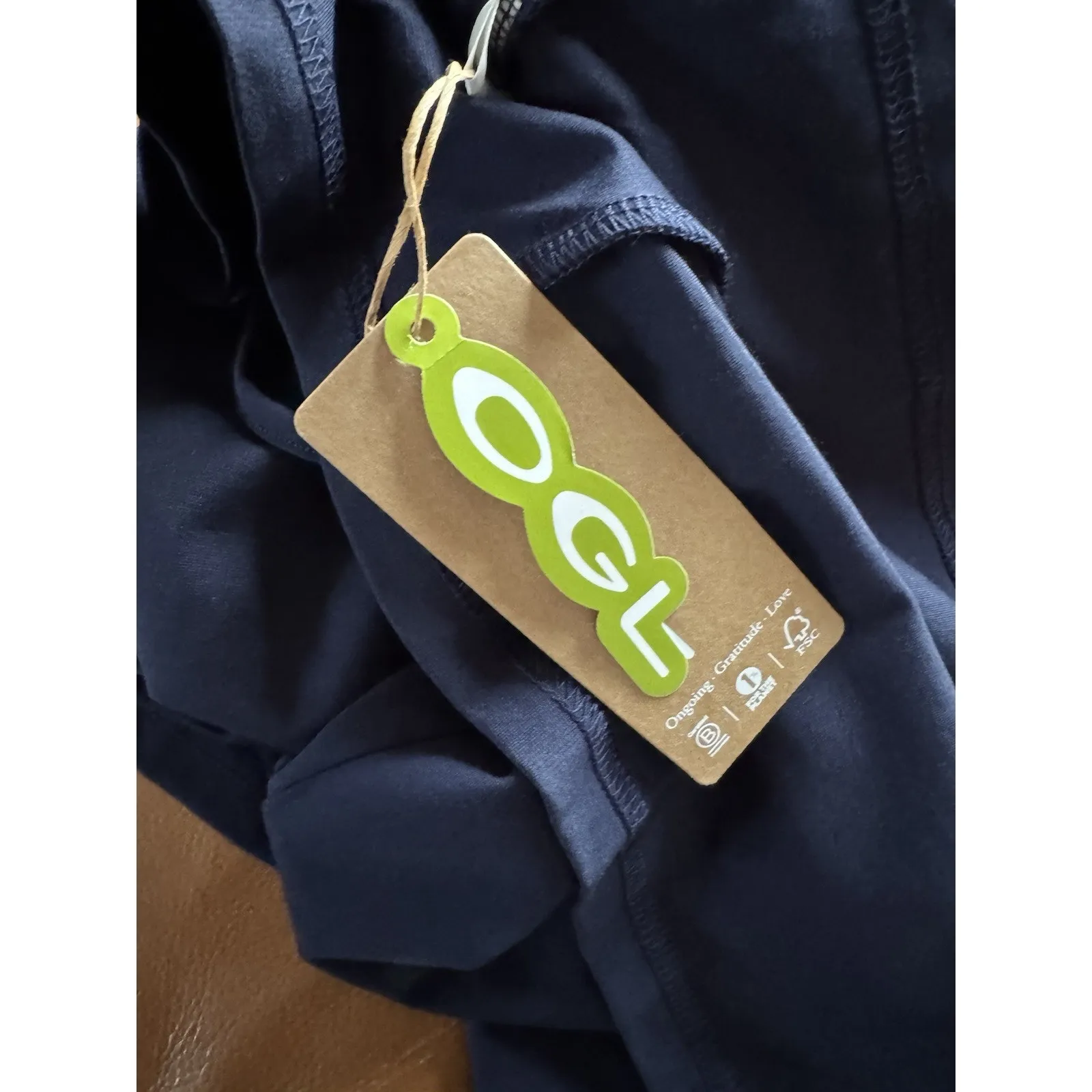 NWT OGL Navy Blue Bamboo V Neck Fit & Flare Mini Brami Dress Pockets Size Medium - Image 10