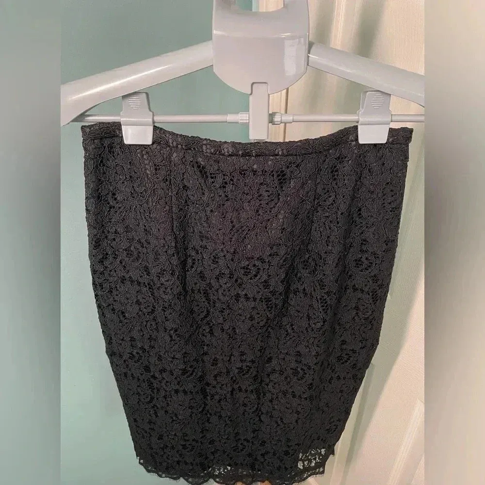 Adrianna Papell Women's Black Lace Back Zipper Formal Pencil Skirt‎ Size 4 #177 - Image 3