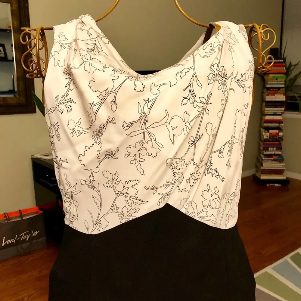 CLASSIQUES ENTIER Black & White Silk Sheath Dress Women's Size 6 - Image 5