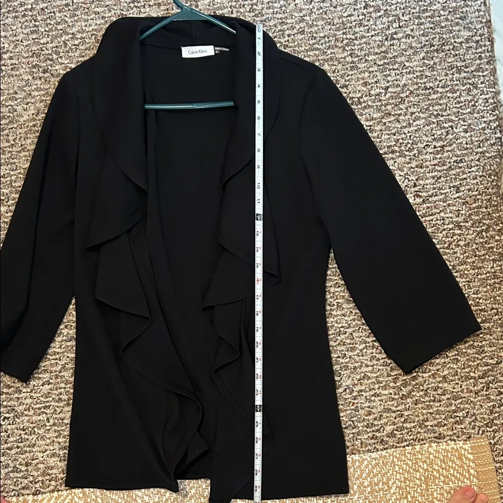 Calvin Klein Black Ruffle Blazer, Size 6 - Image 7