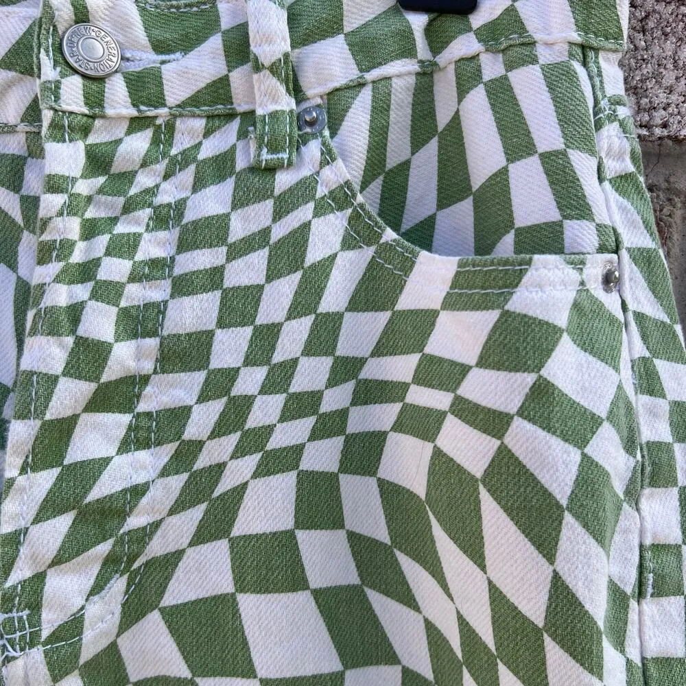 S. O. N. G. Women’s Geometric 90’s Boyfriend Jeans Size 5 Green - Image 4