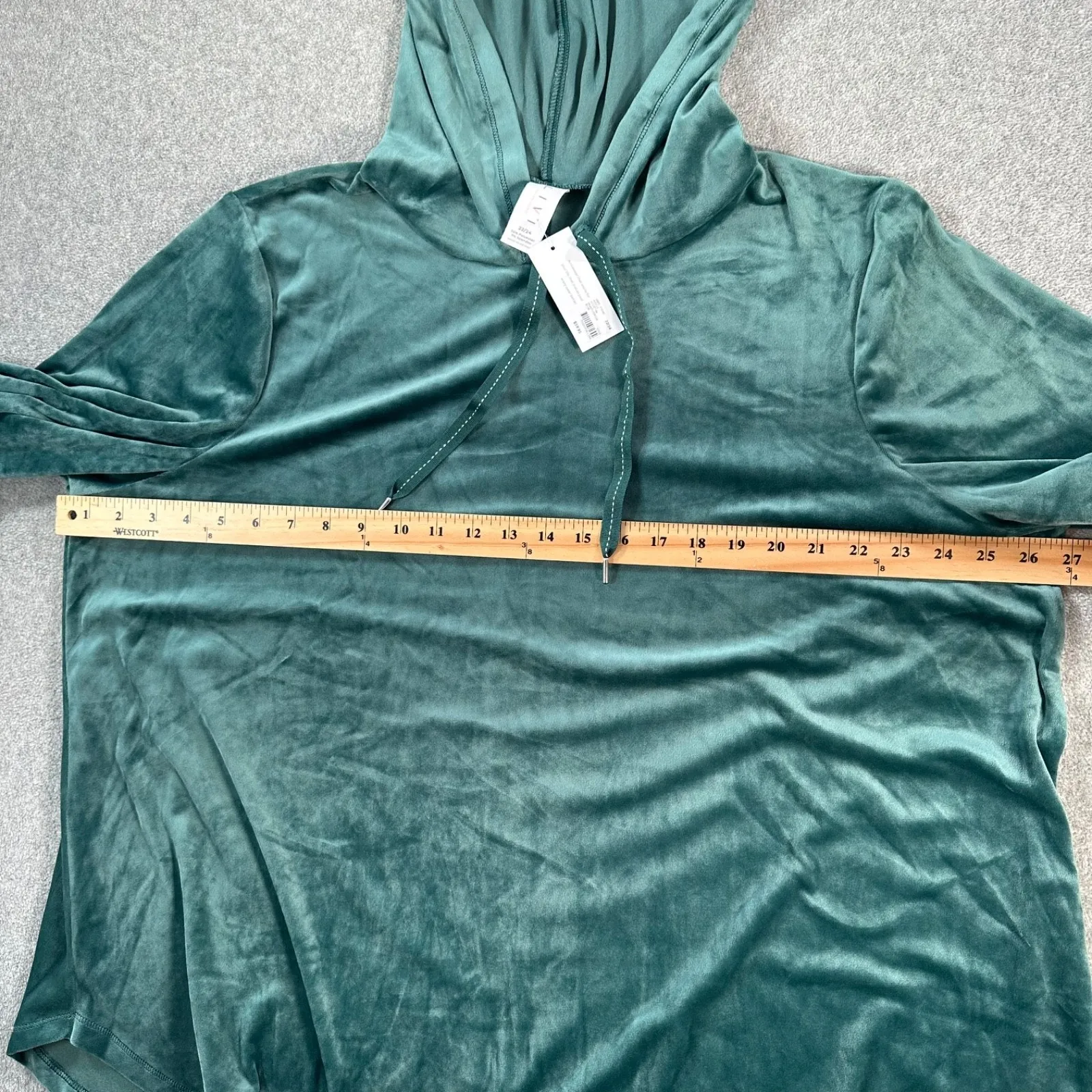 LIVI Lane Bryant Velour Long Sleeve Hoodie Womens 22/24 Emerald Green Lounge new - Image 6