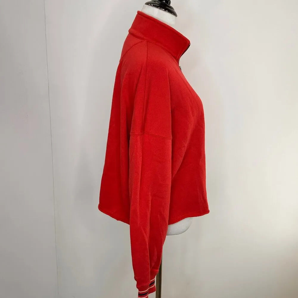 American Eagle AE 1977 Red 1/3 Zip Pullover Striped Trim Sweater Size Small - Image 5