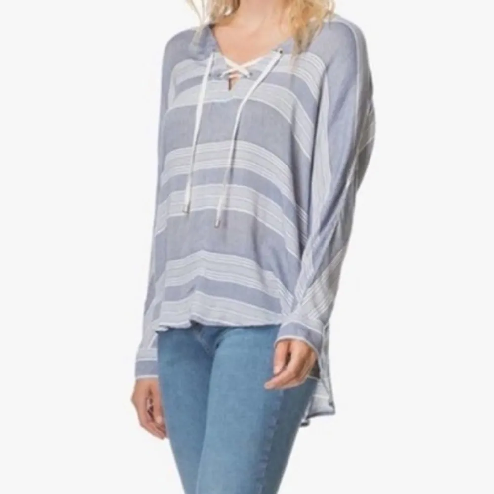 Rails Lily Athens Stripe Tie Front Shirt Women's Medium Blue White‎ Casual Boho - Image 3