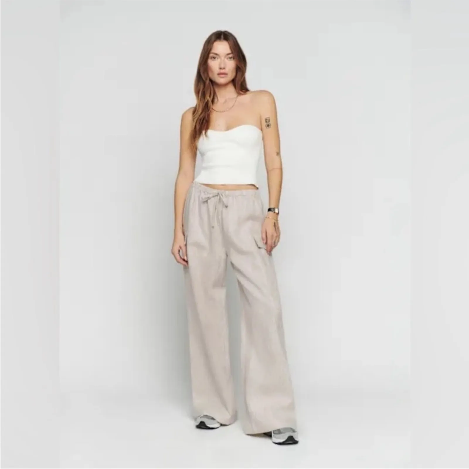 Reformation  Ethan Linen Pants in Oatmeal L - Image 3