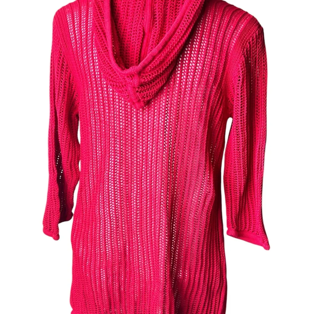 Sundry red sweater hooded loose knit pull over cotton tunic XL Anthropologie - Image 2