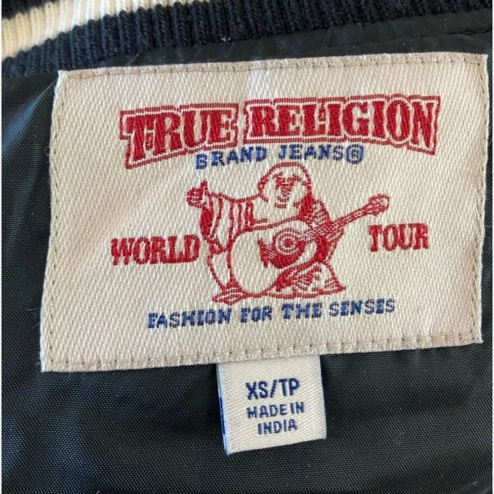 True Religion Wool Varsity Jacket Winter Patchwork College Letterman Patchwork - Image 4