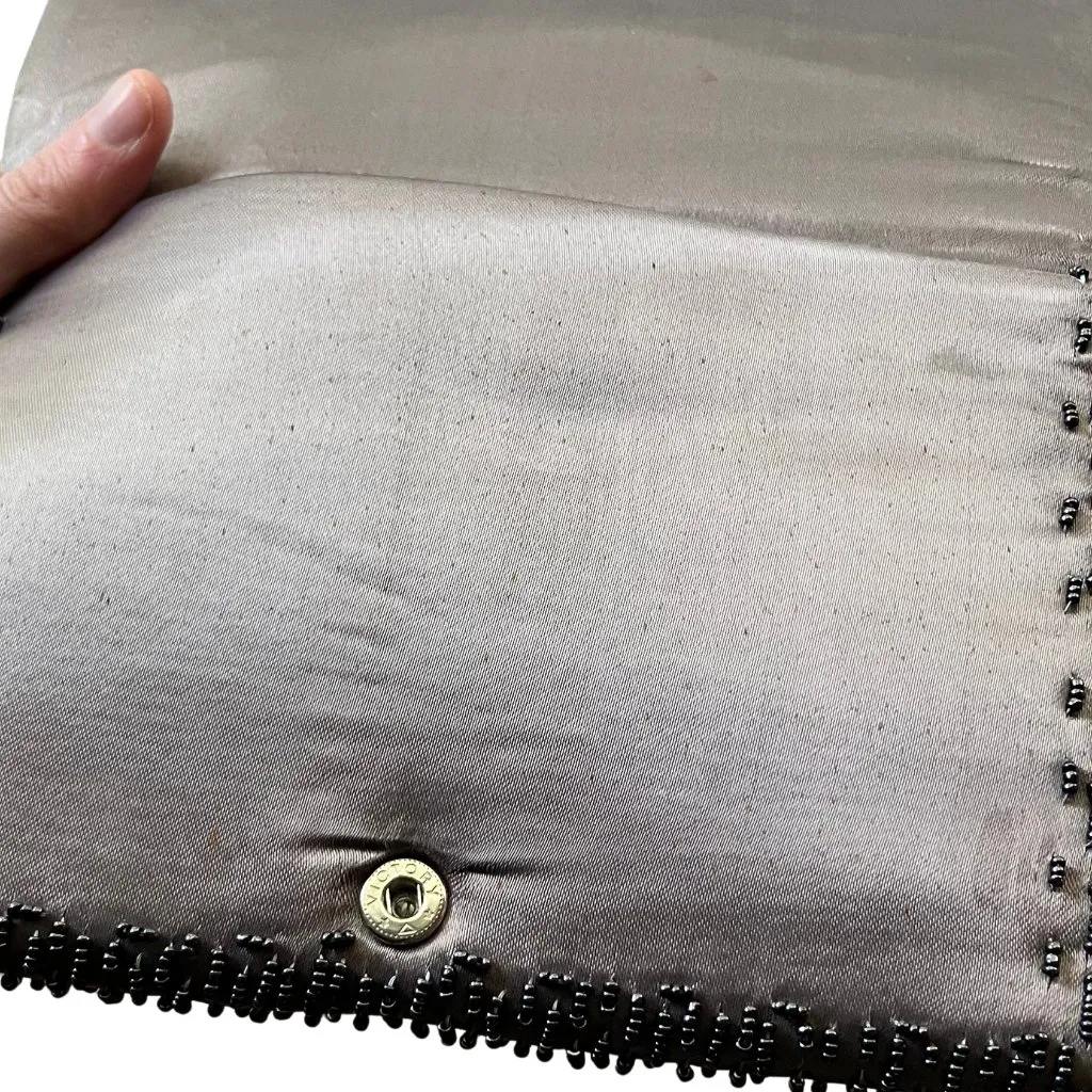 Vintage Gunmetal Beaded La Regal Evening Bag Clutch Shoulder Chain Silver Deco - Image 15