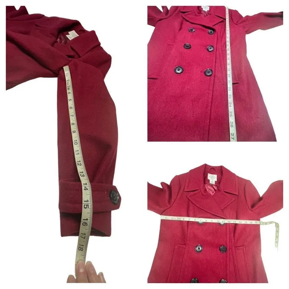 St. John’s Bay * Burgundy * Wool Blend * Double breasted ￼* Pea Coat * Sz PM NWO - Image 5