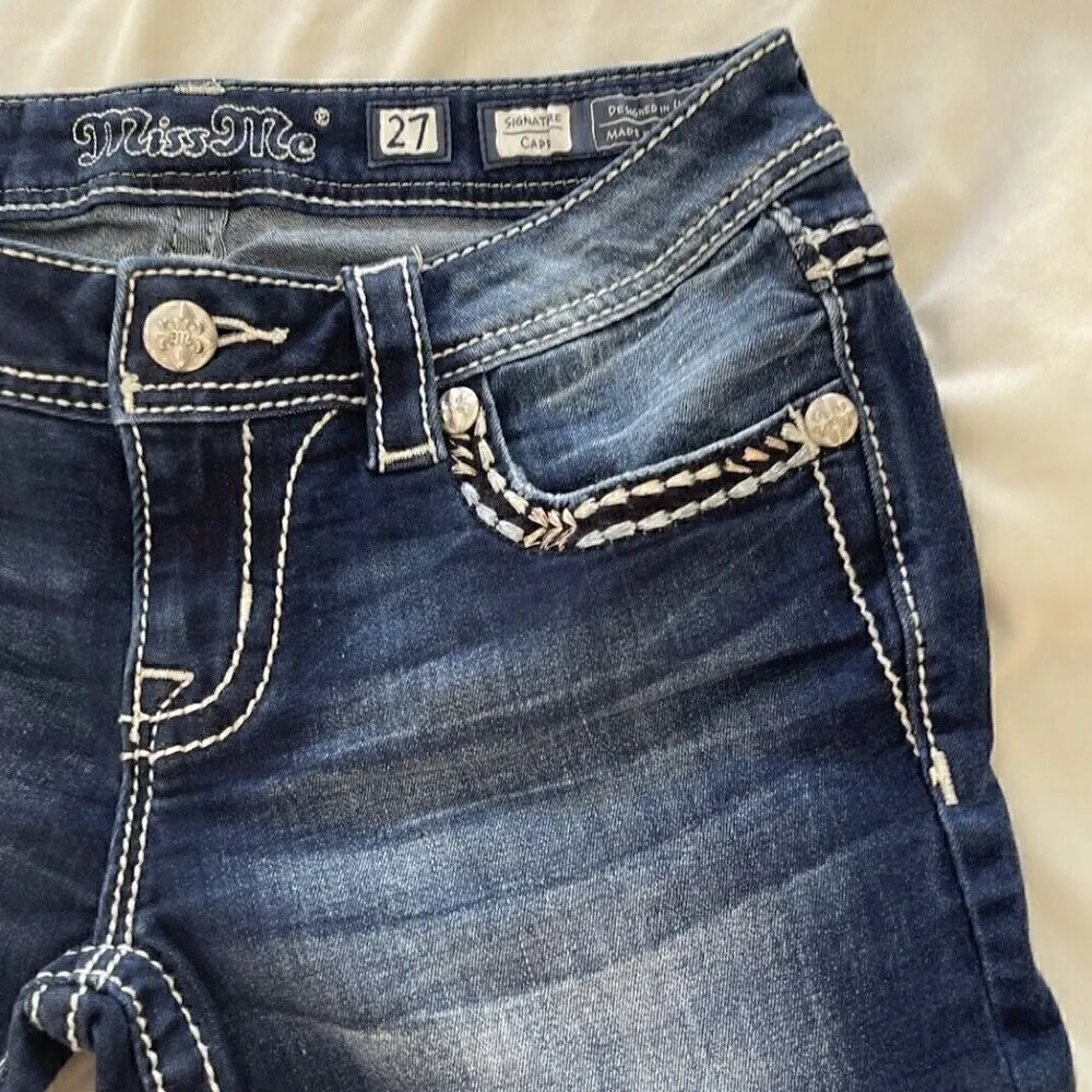 Miss Me Signatur Skinny Jeans Womens Size 27 Dark Wash Low Rise JS5014P185 - Image 9