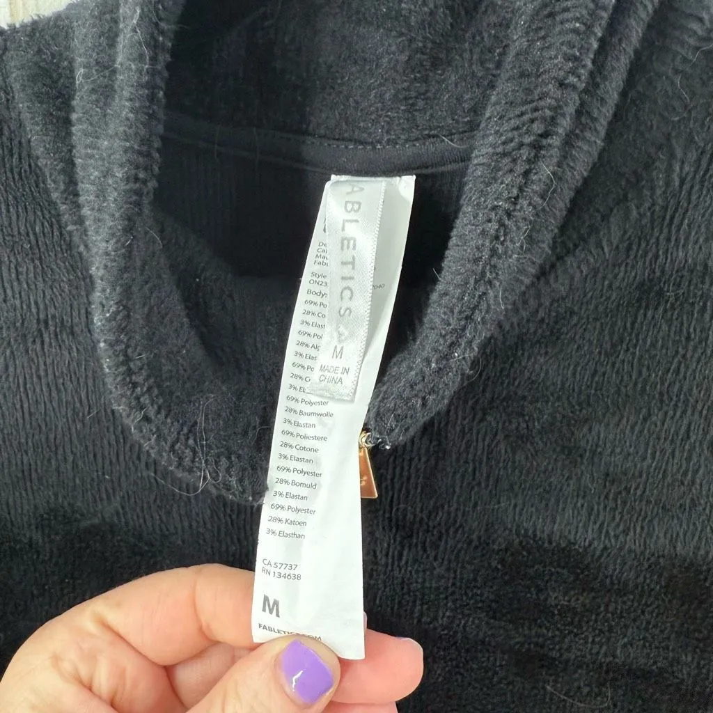 Fabletics Women’s Medium Black Fuzzy One Piece Lounge Set - Image 3