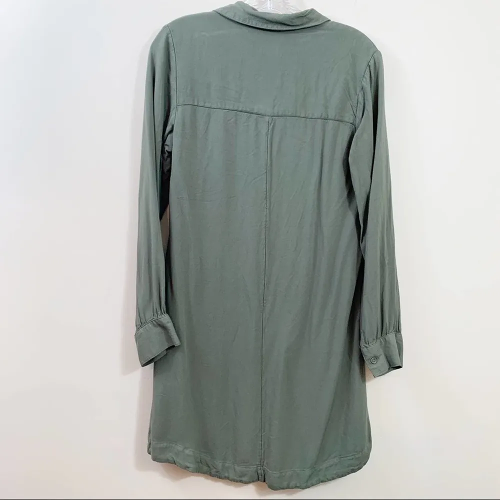 A New Day Army Green Long Sleeve Shirt Dress - Image 4