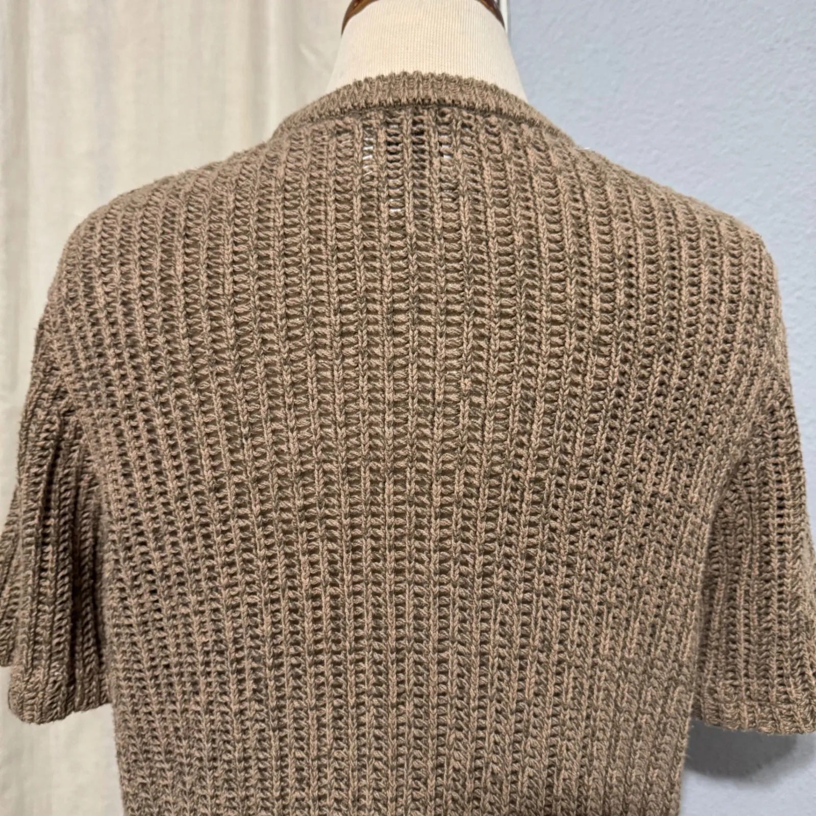 Urban Outfitters BDG Tan Knit Cropped Short Sleeve Pocket T Shirt Top Women Sz S - Image 6