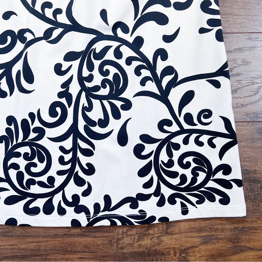 J McLaughlin • Mari Sheath Dress raglan sleeve cream black damask vine print - Image 5