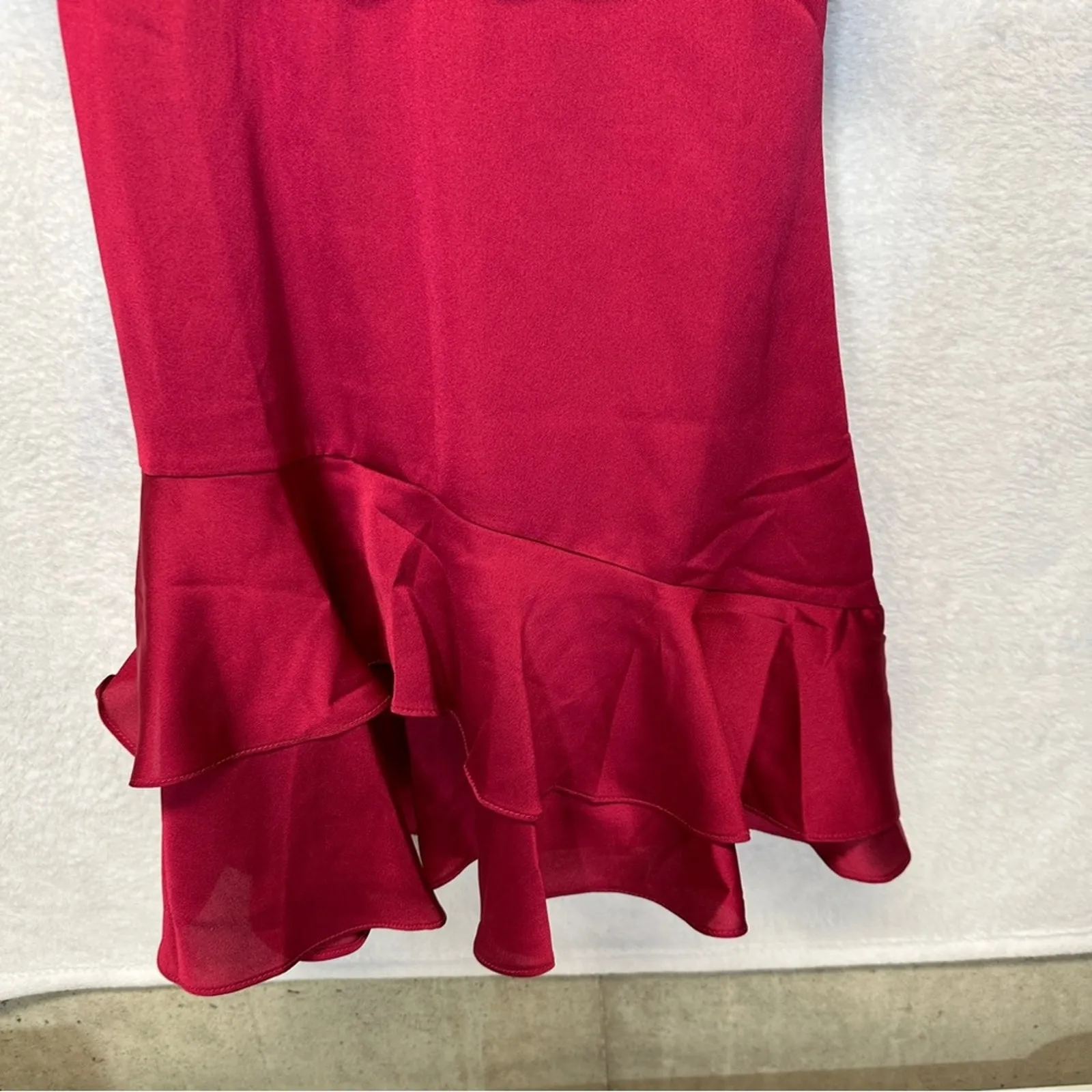 Lulu’s‎ On The Floor Fuchsia Satin Sleeveless Ruffle Mini Dress Size S - Image 5