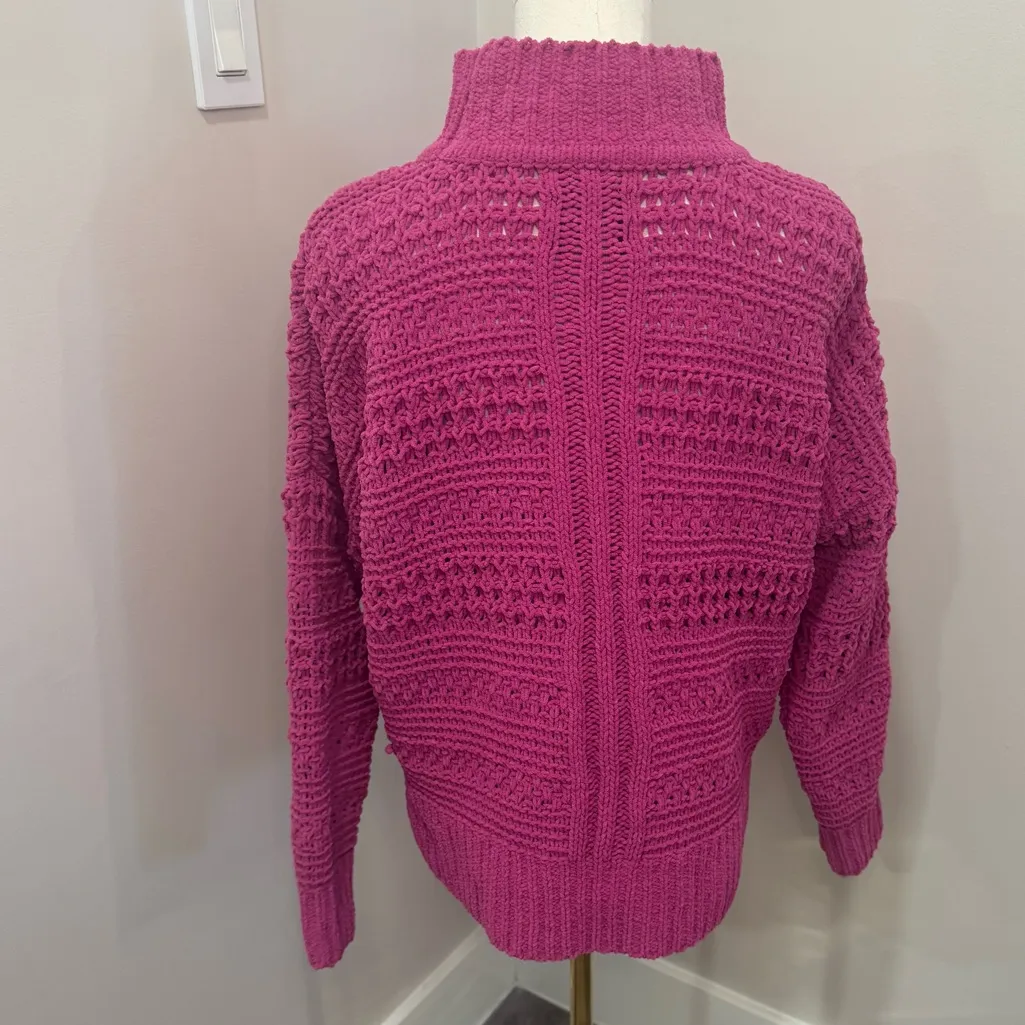 Hot Pink Abercrombie and Fitch Chenille Mock Neck Sweater Medium - Image 2