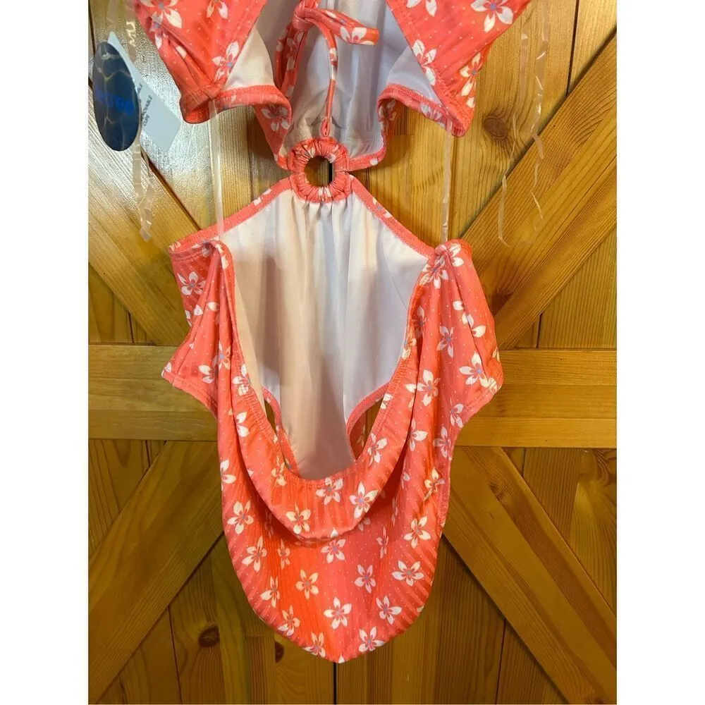 Decree Womens Textured Floral One Piece Swimsuit Juniors Size XXL nwt (0217) - Image 7