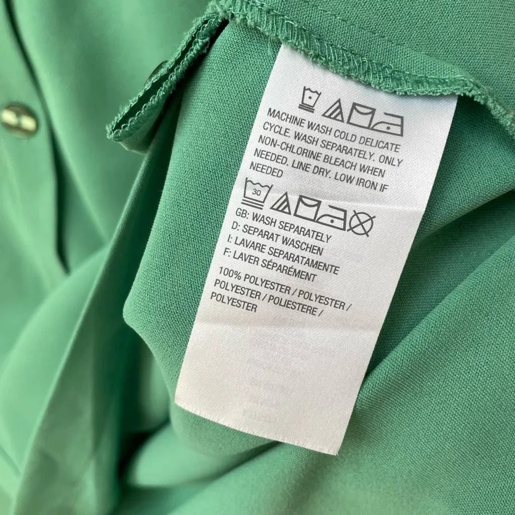 Joan Rivers Grass Green Tunic button Shirt Blouse M - Image 6