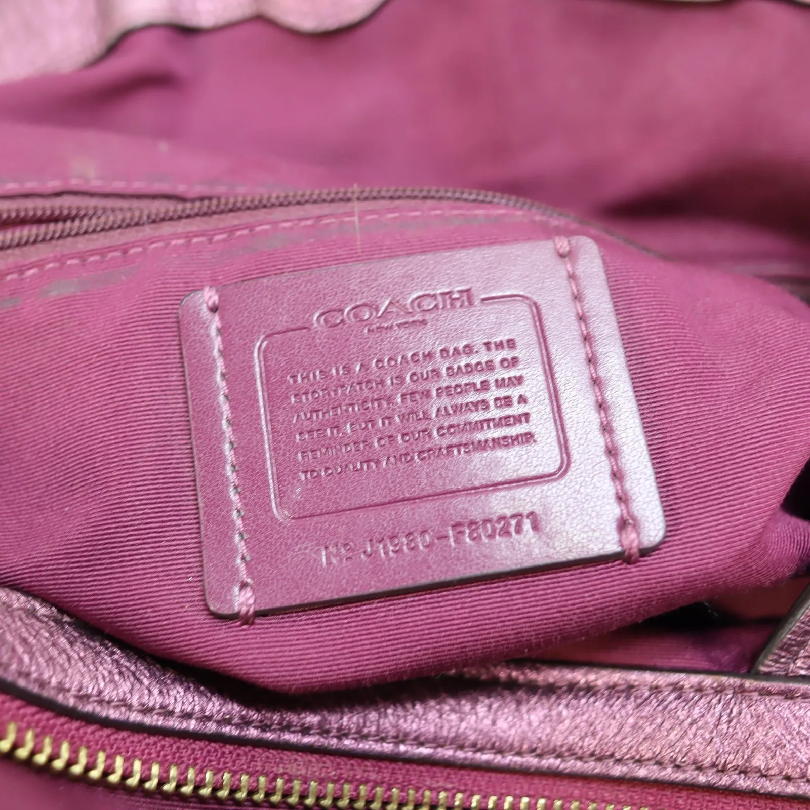 Coach Hallie Pebble‎ Leather Shoulder Bag Metallic Berry F80271 Hobo Redefined - Image 7