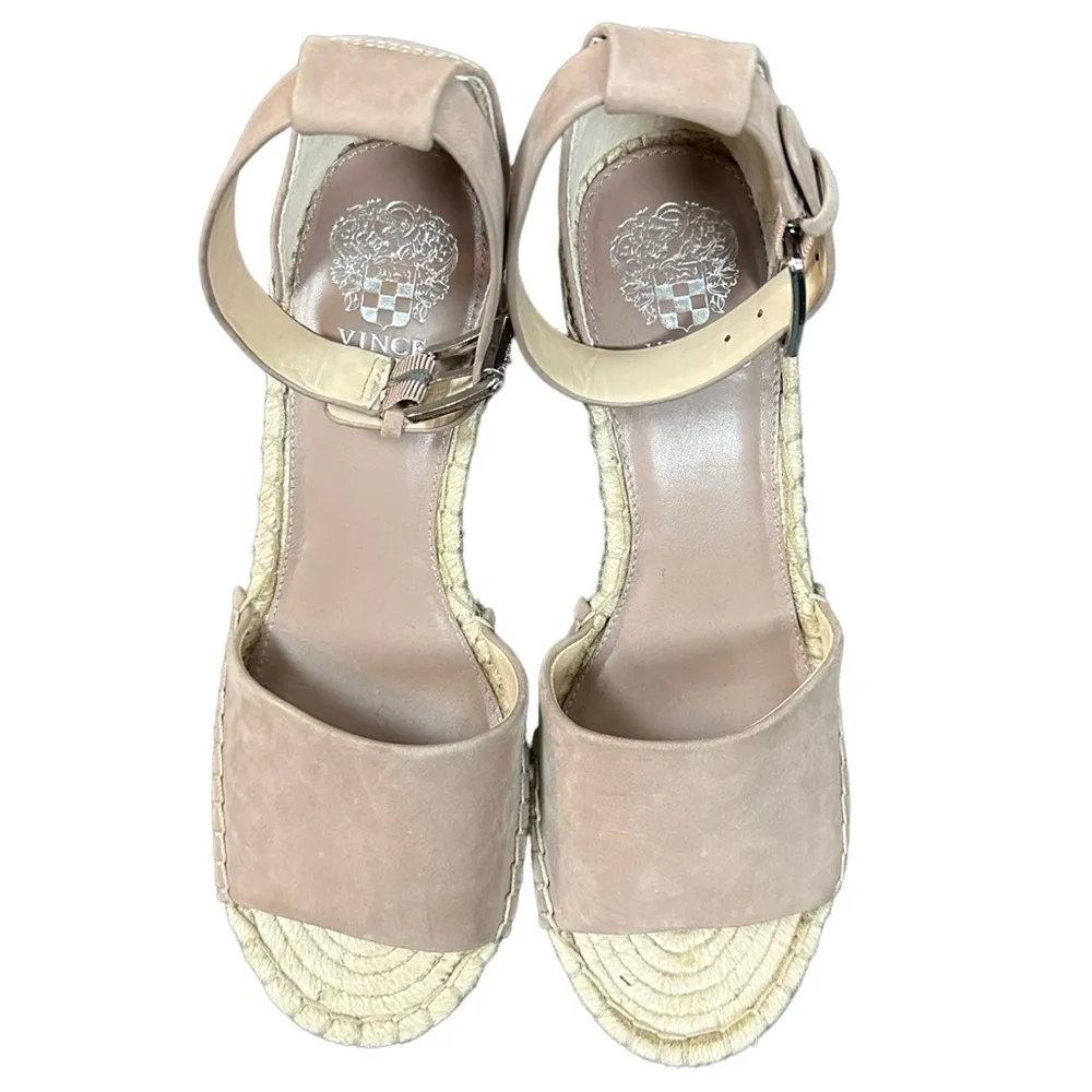 Vince Camuto Suede Wedge Sandals Espadrilles in Taupe Tan Size 9.5 Suede Leather - Image 6