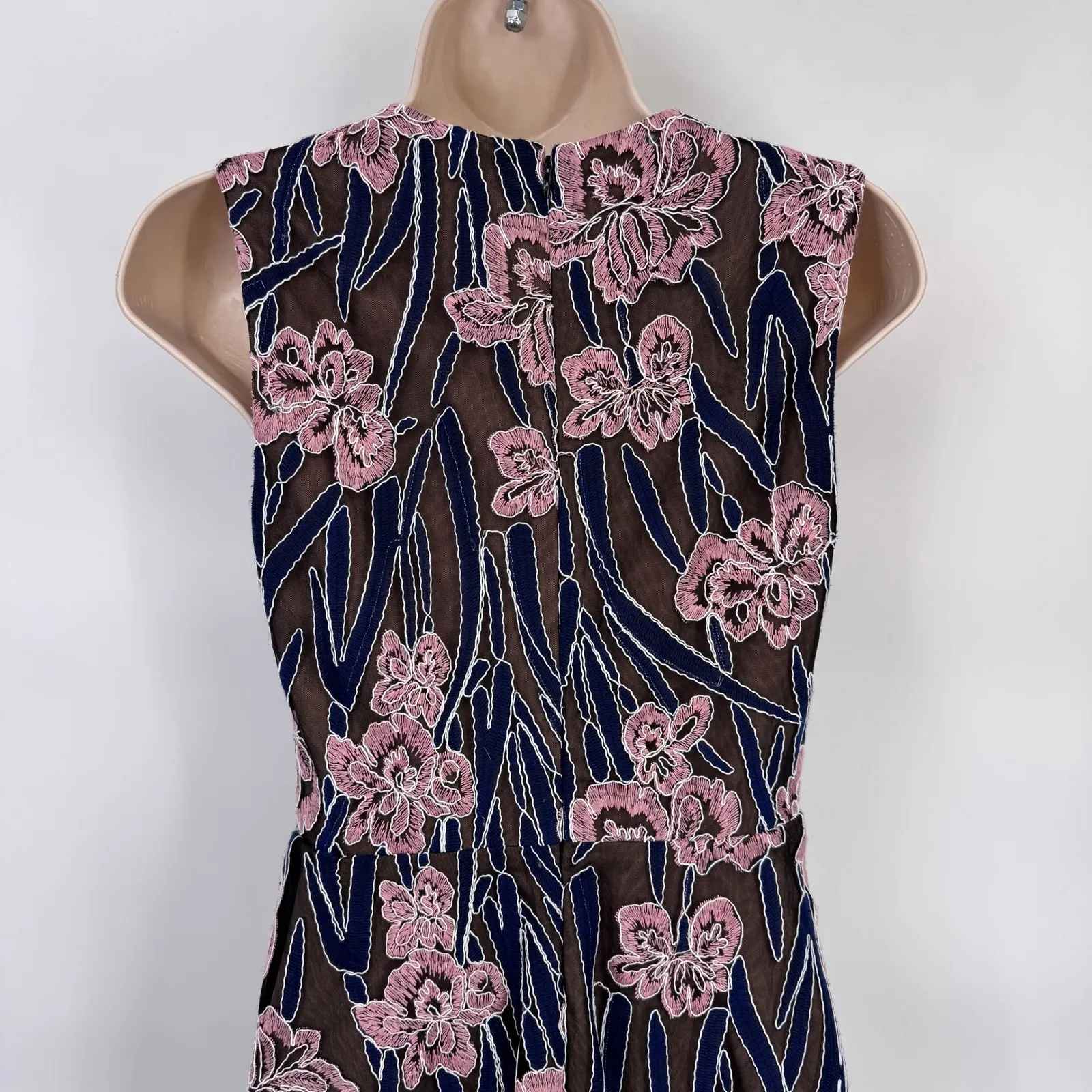 Dress The Population XS Sheer Floral Embroidered Sleeveless Party Cocktail Dress - Image 6