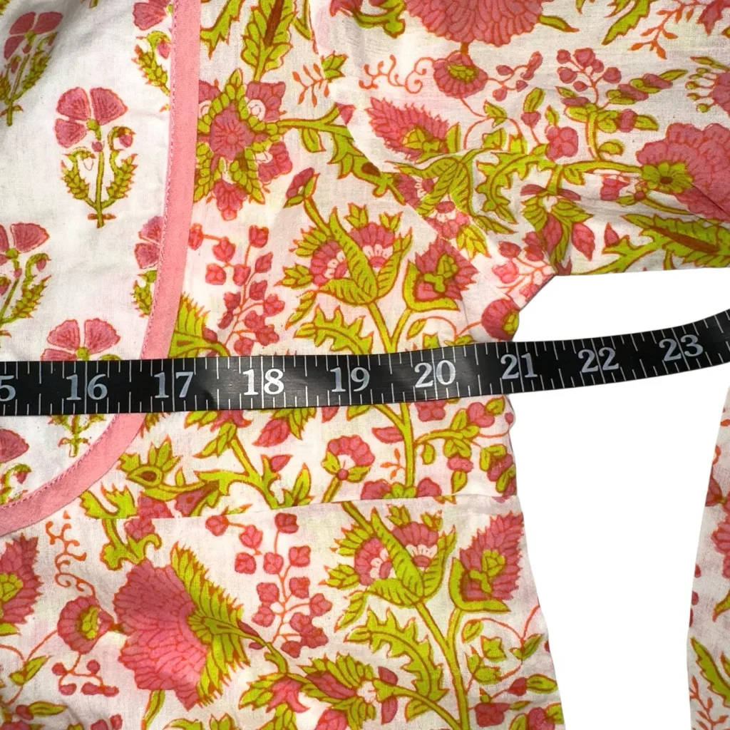NWT SZ Blockprints Kitty Long Sleeve Floral Floral Print Midi Dress LARGE Pink - Image 6