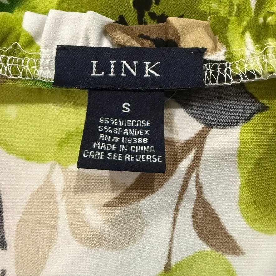 LINK Women's‎ Floral Long Sleeve Blouse Green Size Small Casual Spring Top - Image 6