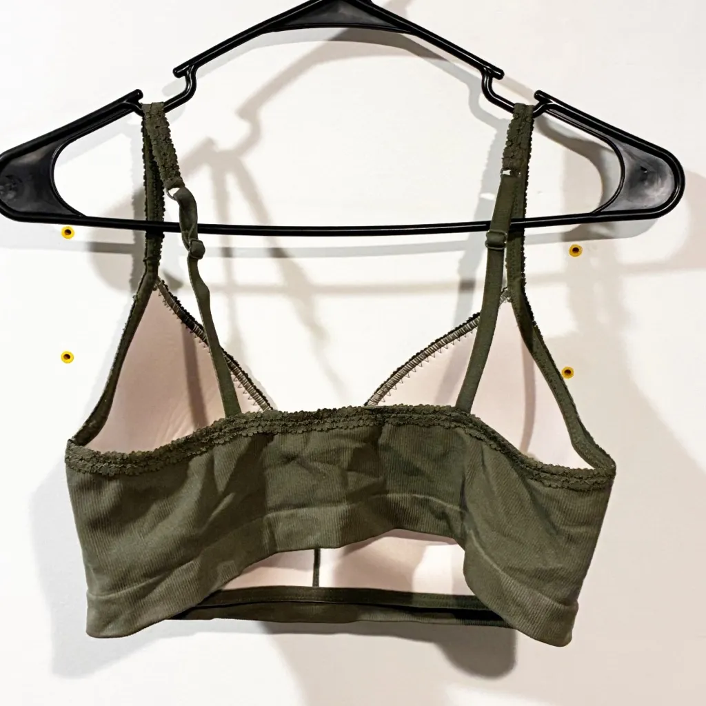 Victorias Secret Pink Green Seamless Vneck Push-up Bra Lace Trim Size XL - Image 4