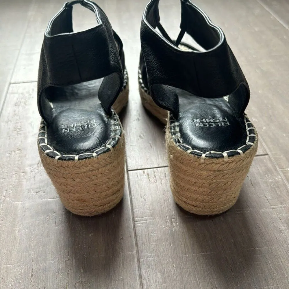 Eileen Fisher Agnes Suede Espadrille Wedge Sandal Shoes Women's Size 7.5 - Image 4