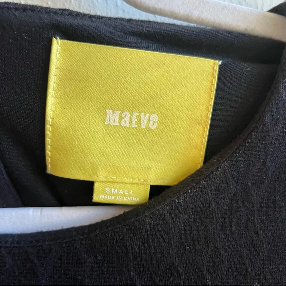 Anthropologie Dress Maeve Black Textured Cap Sleeve Mini Dress Sz S GUC Lined - Image 7