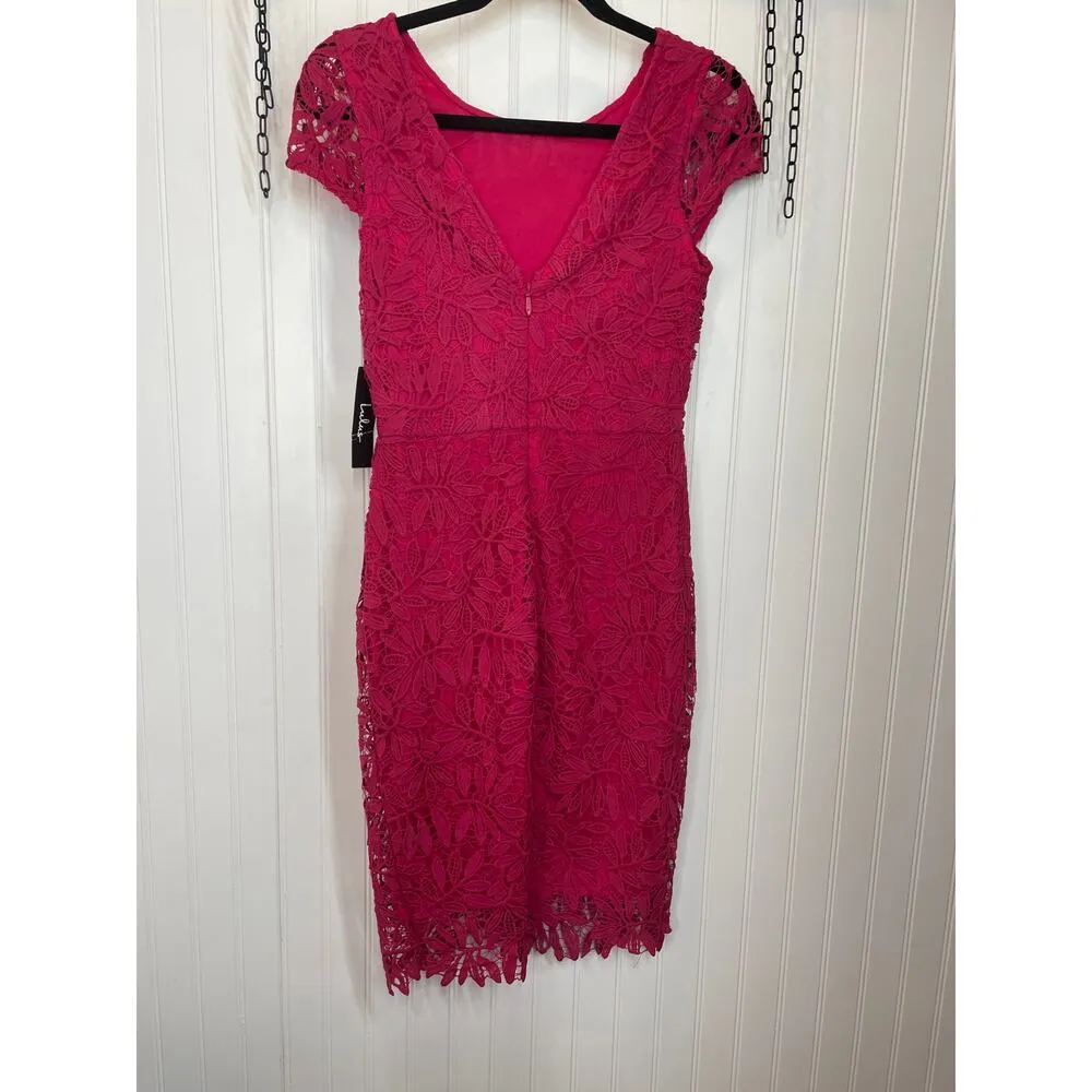 NWT Lulus Right Sheer Right Now Magenta Lace Bodycon Dress Cocktail Party Size S - Image 4