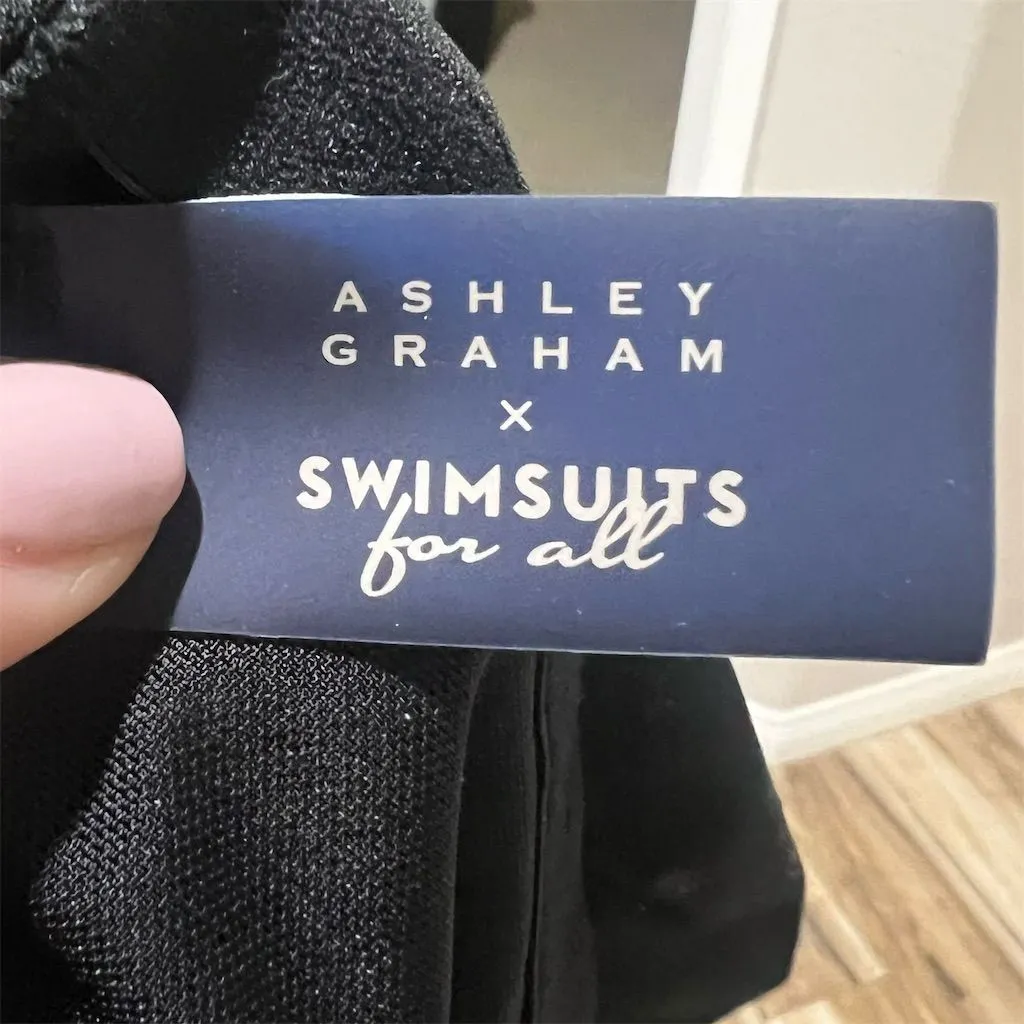 Ashley Graham Women's Black One Piece Swimsuit Size 10 Halter Lace - Image 7