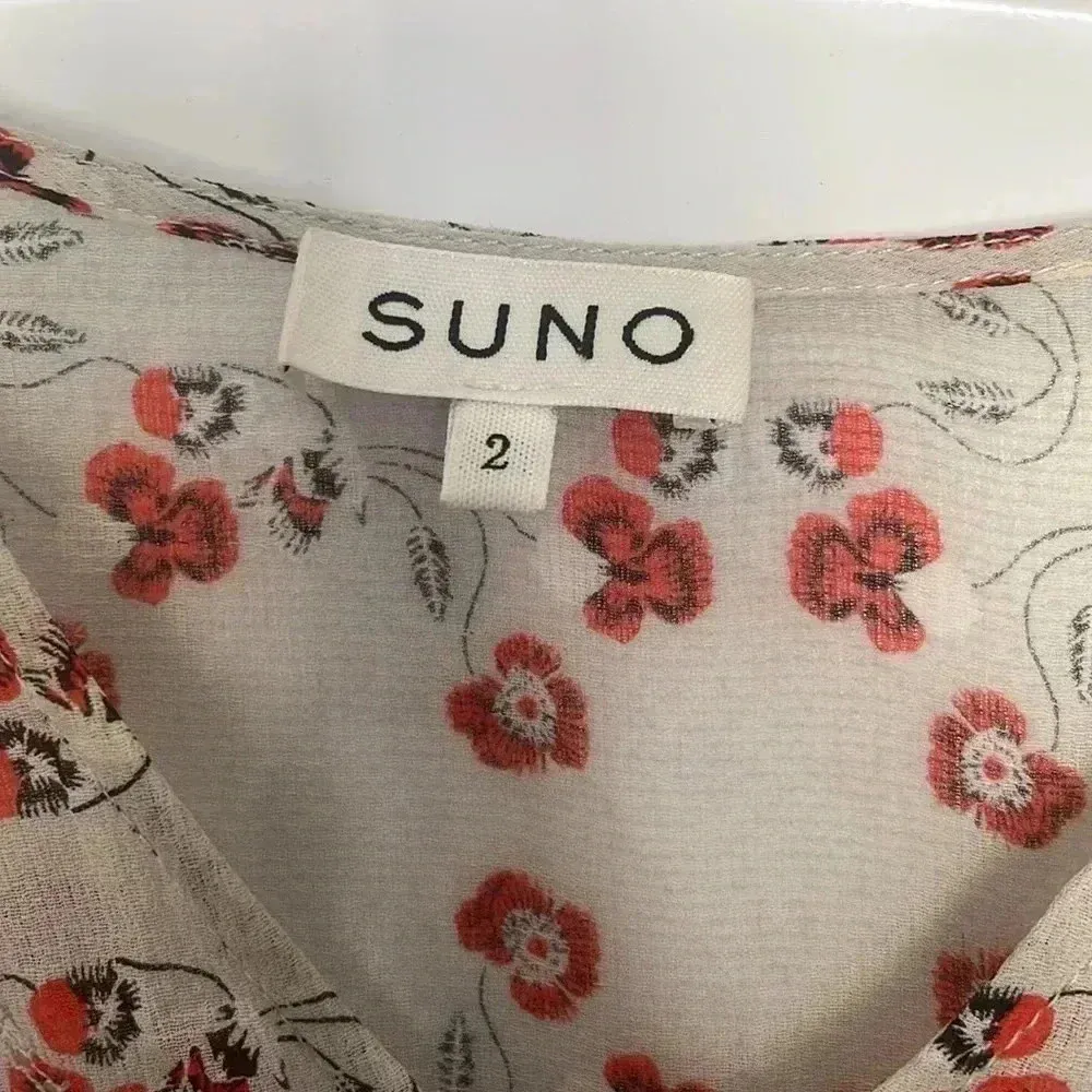 SUNO Floral Silk Dress Sz 2 Orange - Image 6