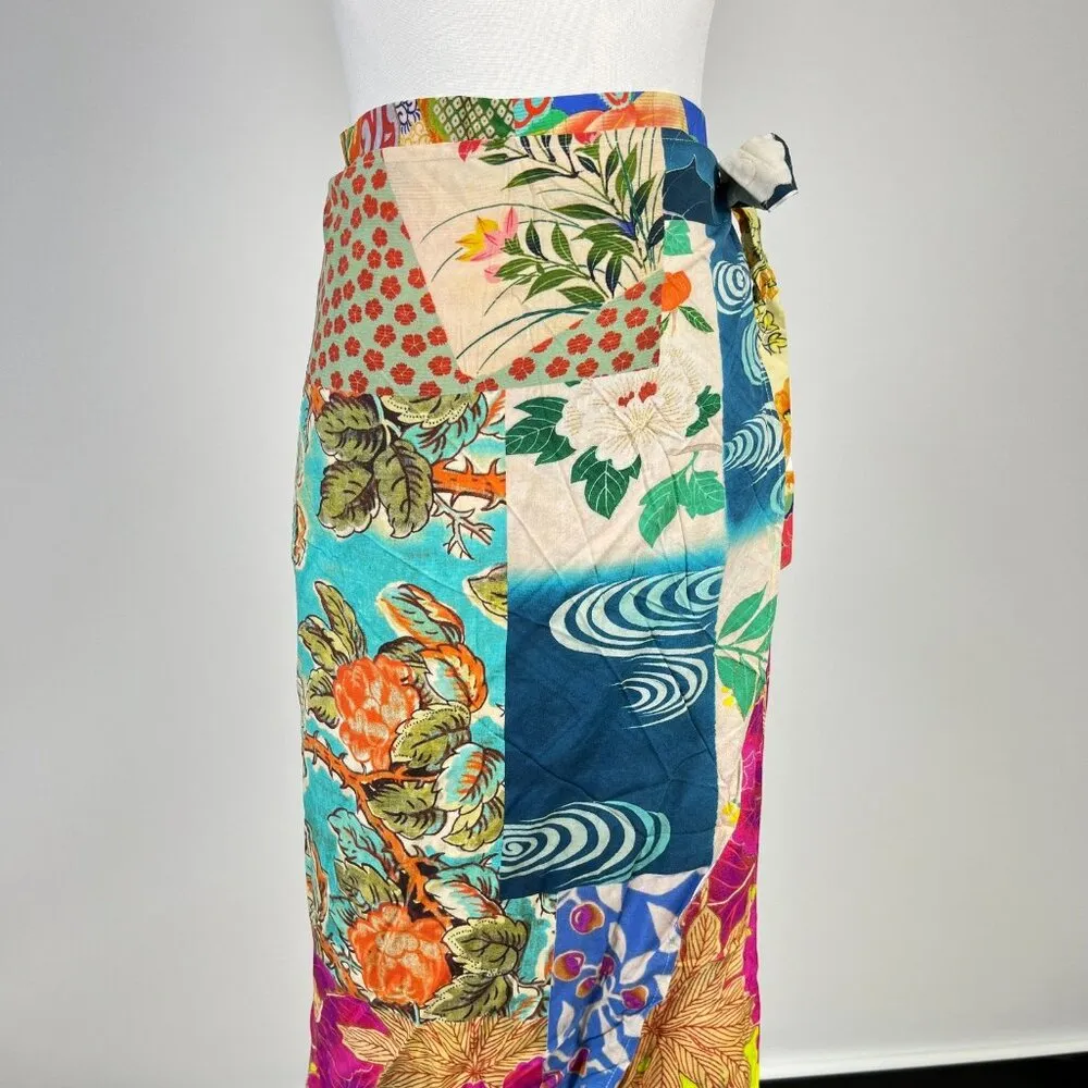 NWOT Johnny Was Soft Side Wrap Pants Womens Size L Multicolored Tropical Pull on - Image 4