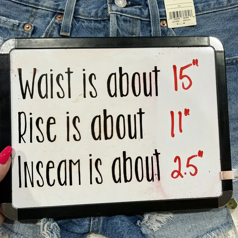 Levi's 501 Sz 29 Shorts High Rise Distressed Denim Jeans Athens Medium Wash NEW - Image 16