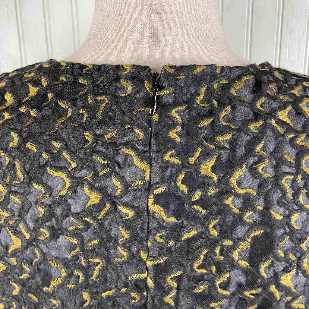 Marie Oliver Women's Everly Ruffled Organza Midi Dress Size 8 Black Jacquard - Image 12