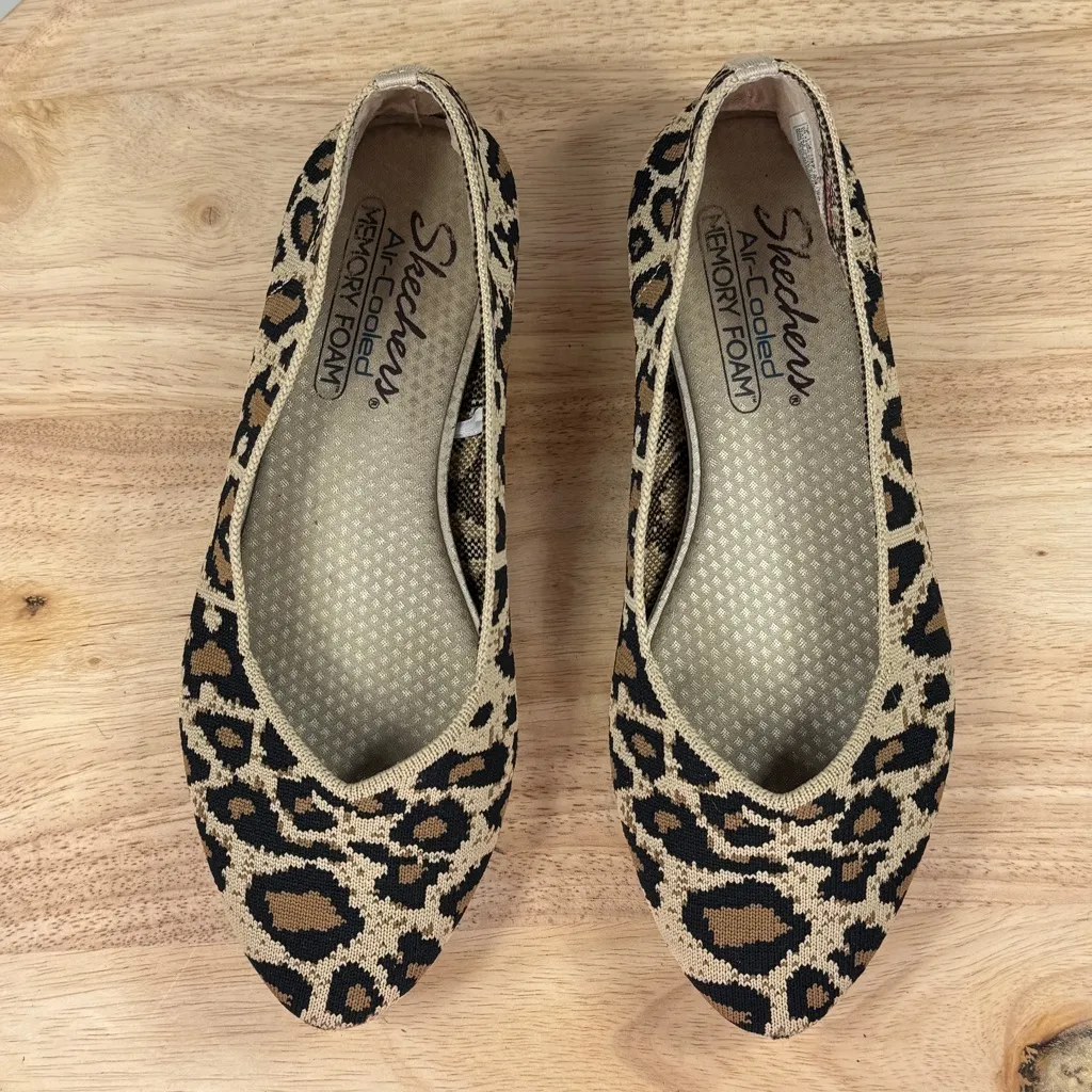 Women's Cleo Leopard Print Knit Casual Pointed Toe Ballet Flats Tan 7 - Image 10