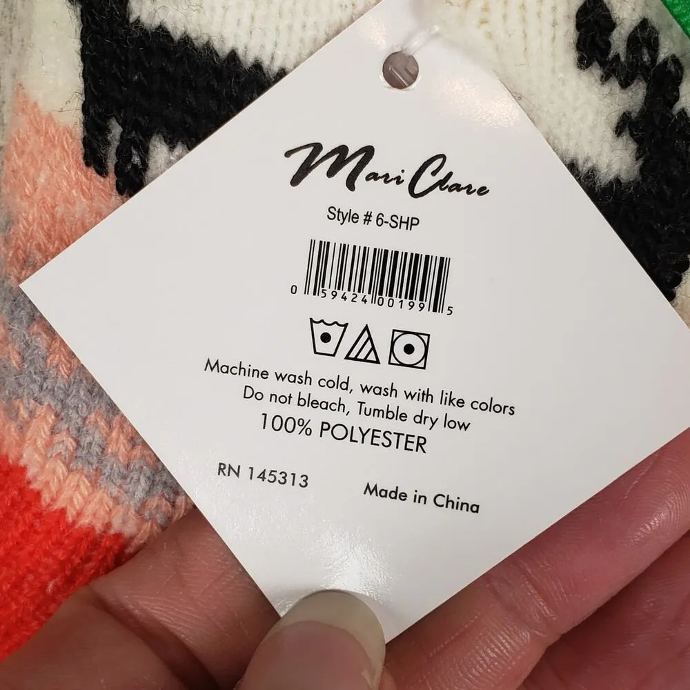 NWT Mari Clare Sherpa Lined Knit Winter Reindeer Design No - Image 5