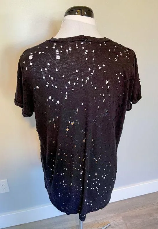 Michael Lauren Black Short Sleeve Distressed T-Shirt - Image 6