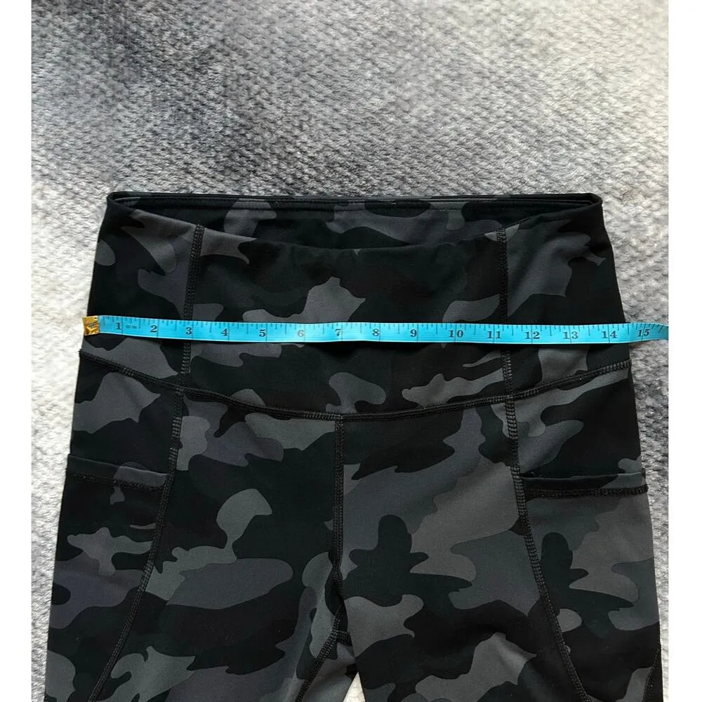 Yogalicous Camo Black Gray Pockets 7/8 Length High Rise Leggings Size Medium - Image 5