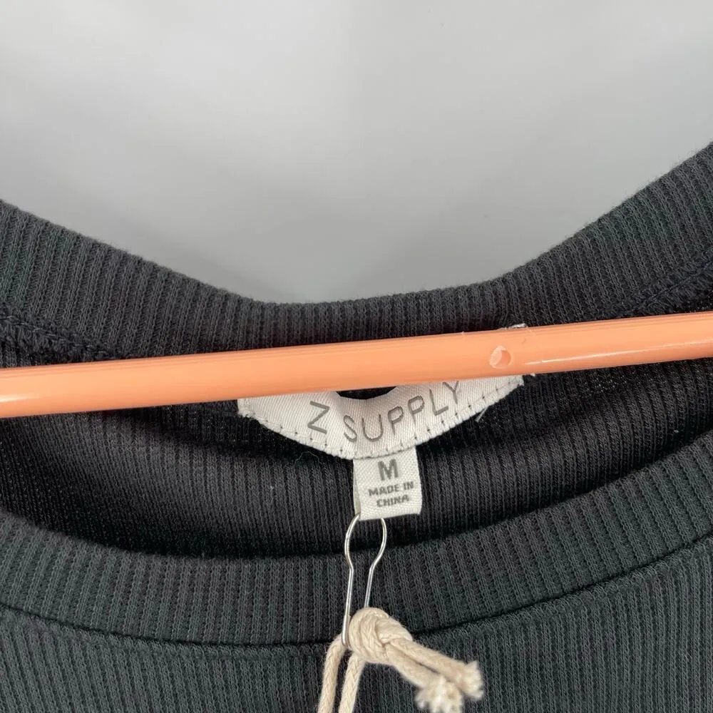 Z SUPPLY Dress Medium Gray Ribbed Bodycon Selah Eco Knit Rib Mini Casual NWT - Image 4